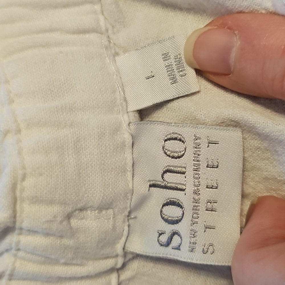Soho New York & Co White Linen & Viscose High Rise Pants - Picture 3 of 13
